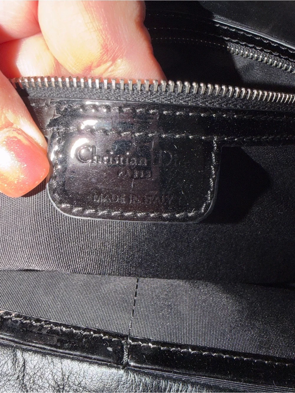 2008 Dior Black Croc-Embossed Patent Leather Satchel 61 Tote